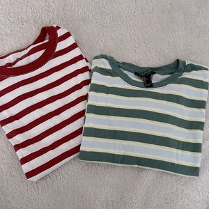 Pack of 2 Striped Shirts red/white and green/blue/yellow